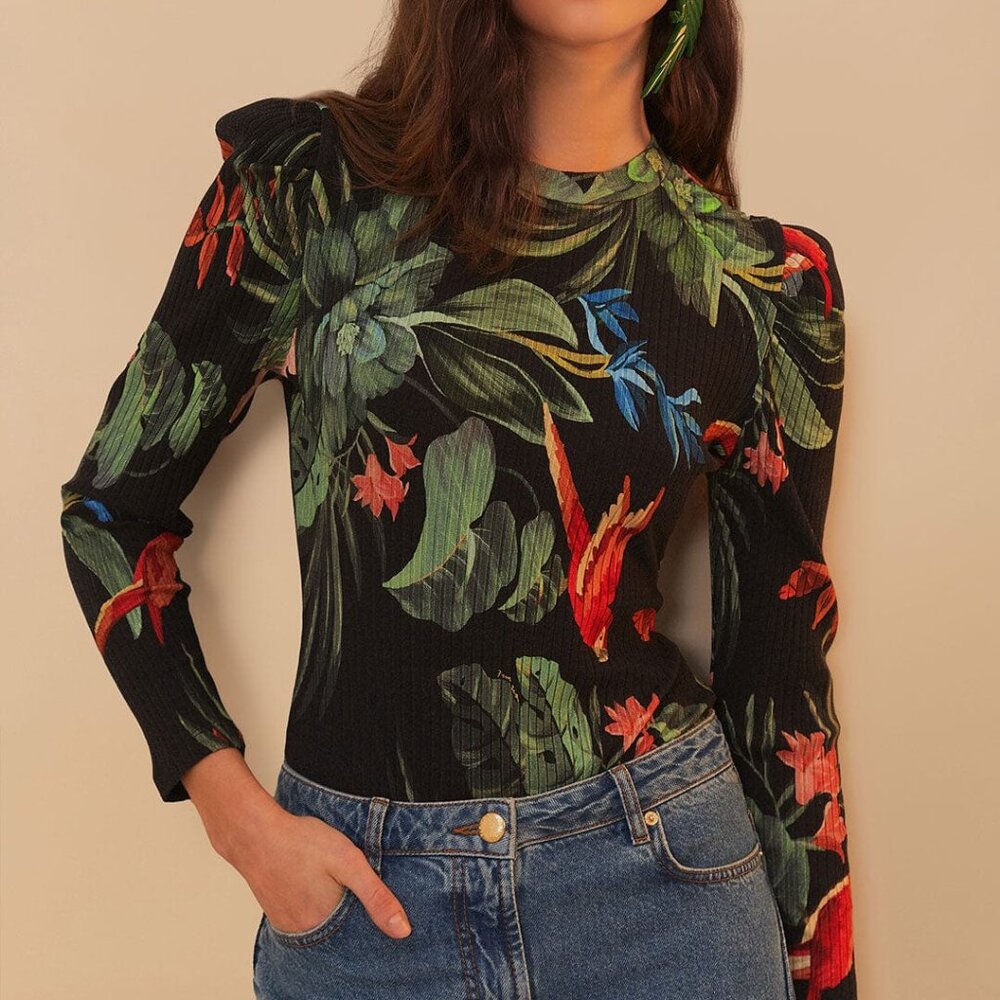 Black Midnight Macaw Fiesta Bodysuit (M)